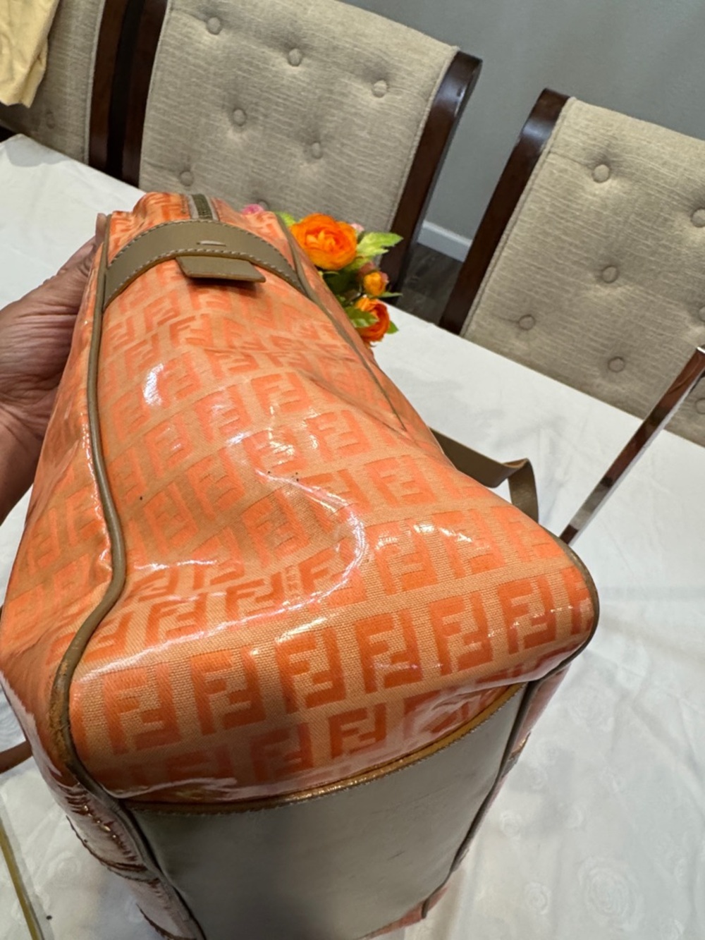 Authentic Fendi Orange FF Monogram Weekender bag - Picture 4 of 16